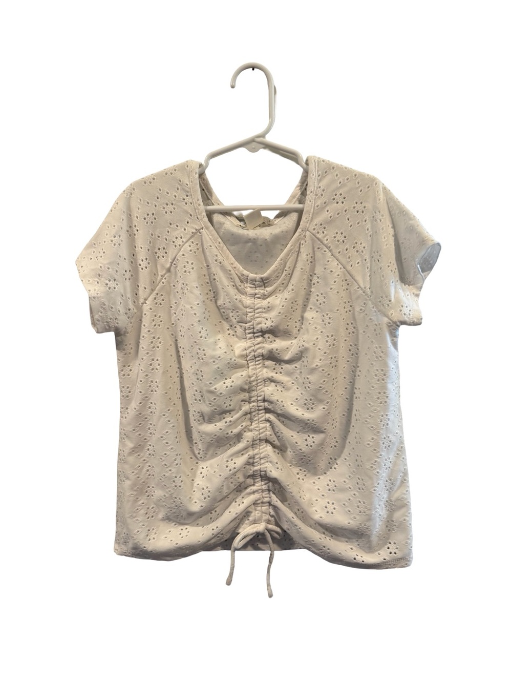 Kids knit works Cream Eyelet Drawstring Front Top